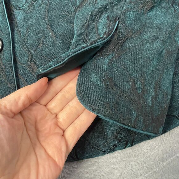 Coldwater Creek Tapestry Plus Size 1X Teal and Black Jacquard Corpcore Classic - Picture 4 of 14